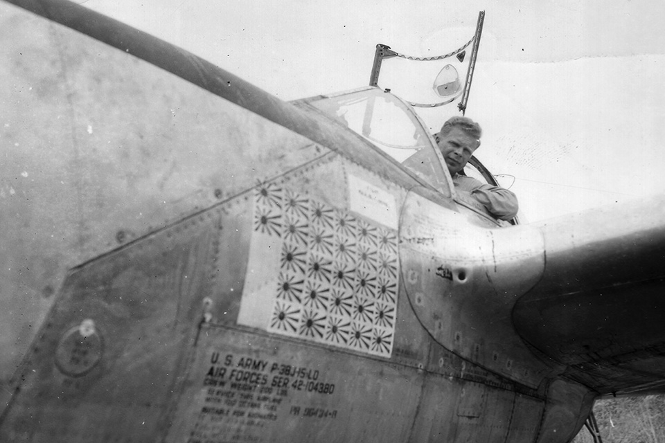 By mid-April 1944, Bong’s total stood at 27 enemy aircraft destroyed. Having eclipsed World War I ace Eddie Rickenbacker’s total (26), Bong received a personal note from the previous “ace of aces.” (National Archives)
