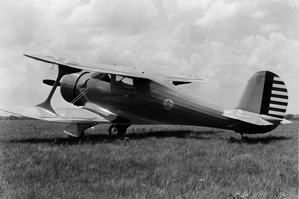 The Beechcraft Model D17 was slightly modified and designated UC-43 by the Army. It served as a utility and liaison aircraft during World War II. (National Archives)