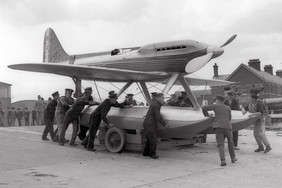 The first Mitchell design to use the Rolls-Royce R engine the S6 N247 won the Schneider Trophy race at Calshot in September 1929. (Central Press/Getty Images)