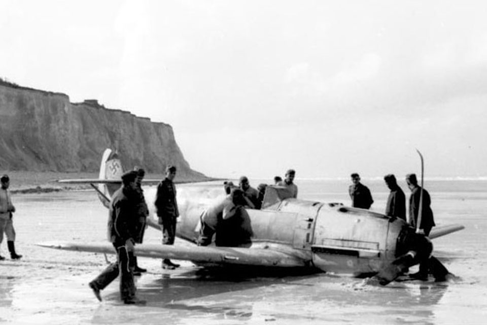 Marseille claimed his 7th aerial victory on September 28, 1940 but had to crash land near Théville, France, due to engine failure. (Bundesarchiv, Bild 101I-344-0741-30 Röder)