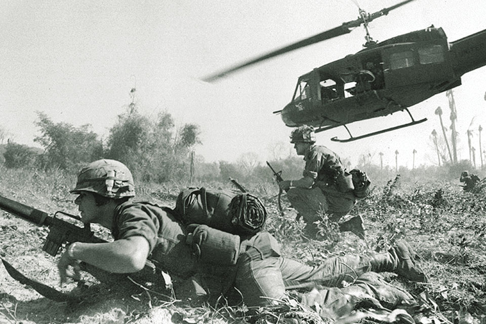 Soldiers in the 1st Battalion, 7th Cavalry Regiment, led by Lt. Col. Hal Moore, later as a colonel, were landed at Ia Drang on Nov. 14 1965. (U.S. Army)