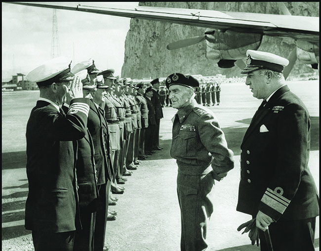 James, an actor before the war, reenacts his impersonation of Montgomery arriving in Gibraltar for a 1958 film. (TCD/Prod. DB/Alamy Stock Photo)