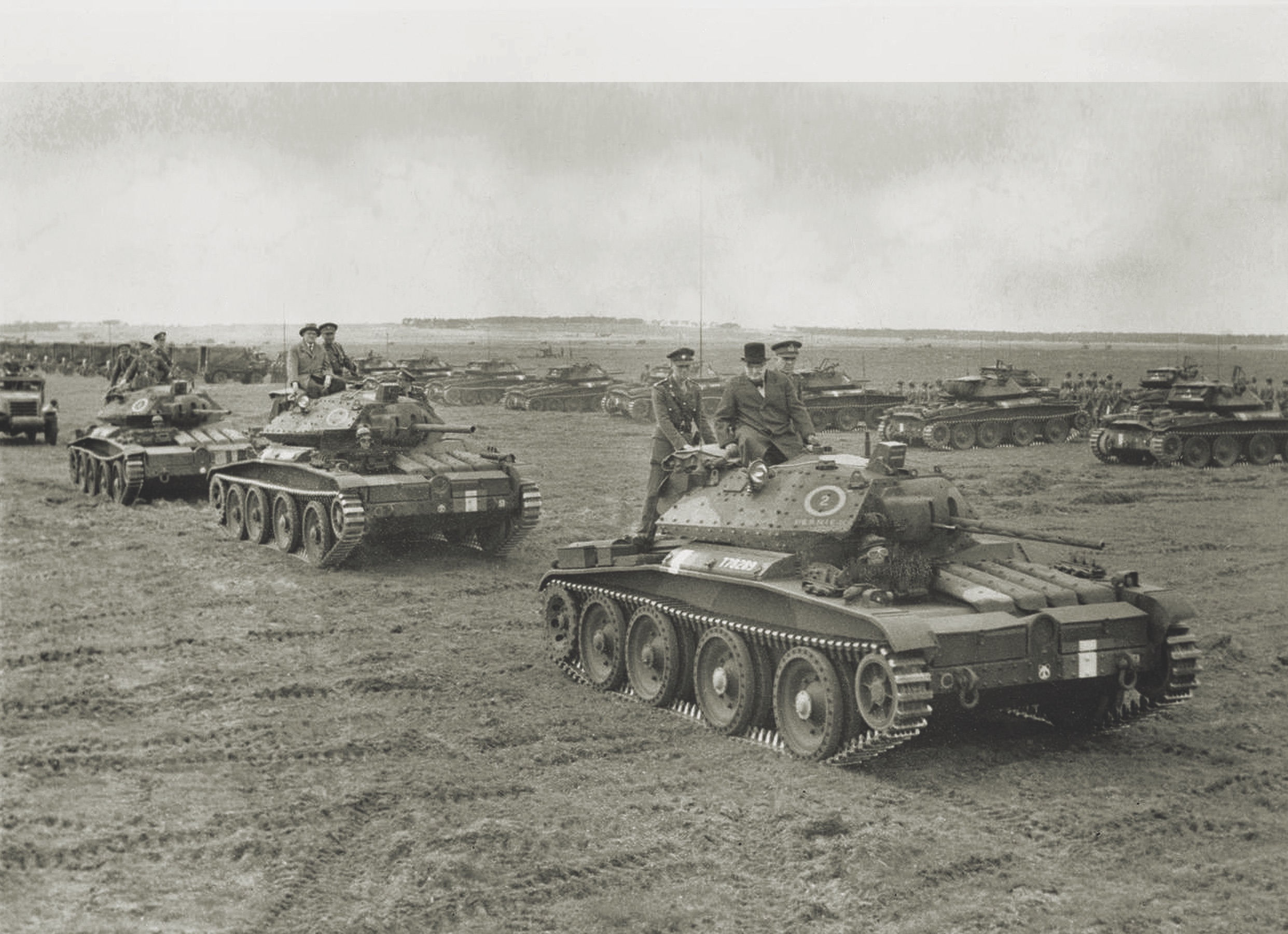 British prime minister Winston Churchill takes a Covenanter cruiser tank for a test ride in 1941. (Imperial War Museums)