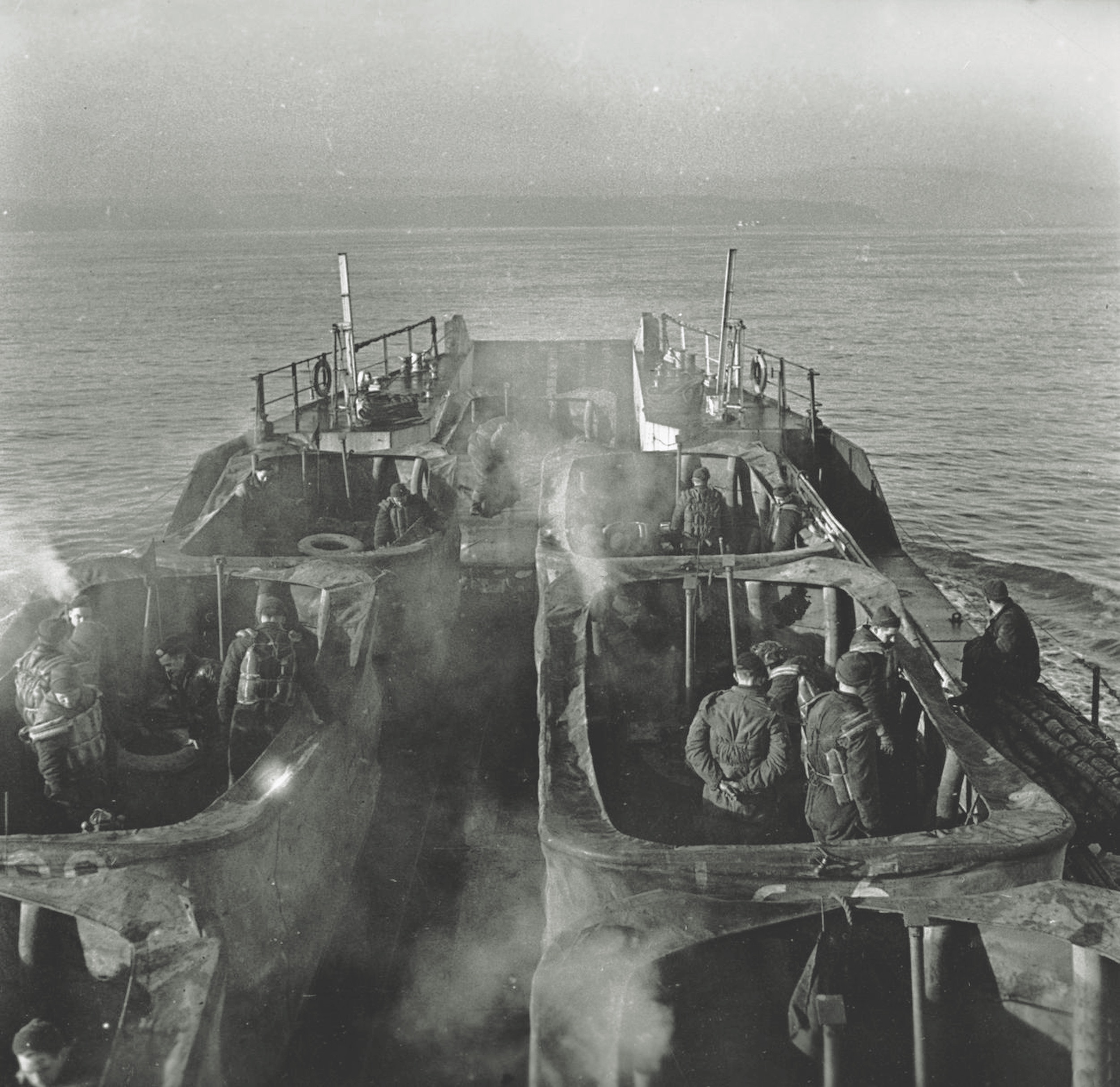 Sherman DD tank crews prepare to hit the sea while training in Britain before D-Day. (Imperial War Museums)