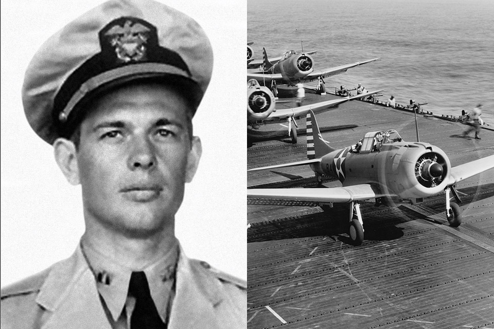 In June 1941 Best joined the SBD Dauntless dive bombers of VB-6 on USS Enterprise (right) and vowed to “become the best bomber in the Pacific Fleet.” (Left: U.S. Navy, Right: National Archives)