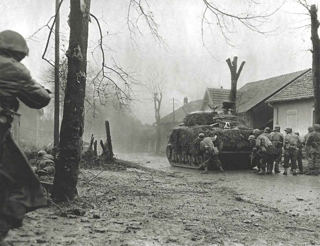  French general Jean de Lattre de Tassigny’s First French Army liberates the city of Belfort, near the German border, in late 1944. A few months later the army crossed the Rhine and took Sigmaringen. (AFP via Getty Images)