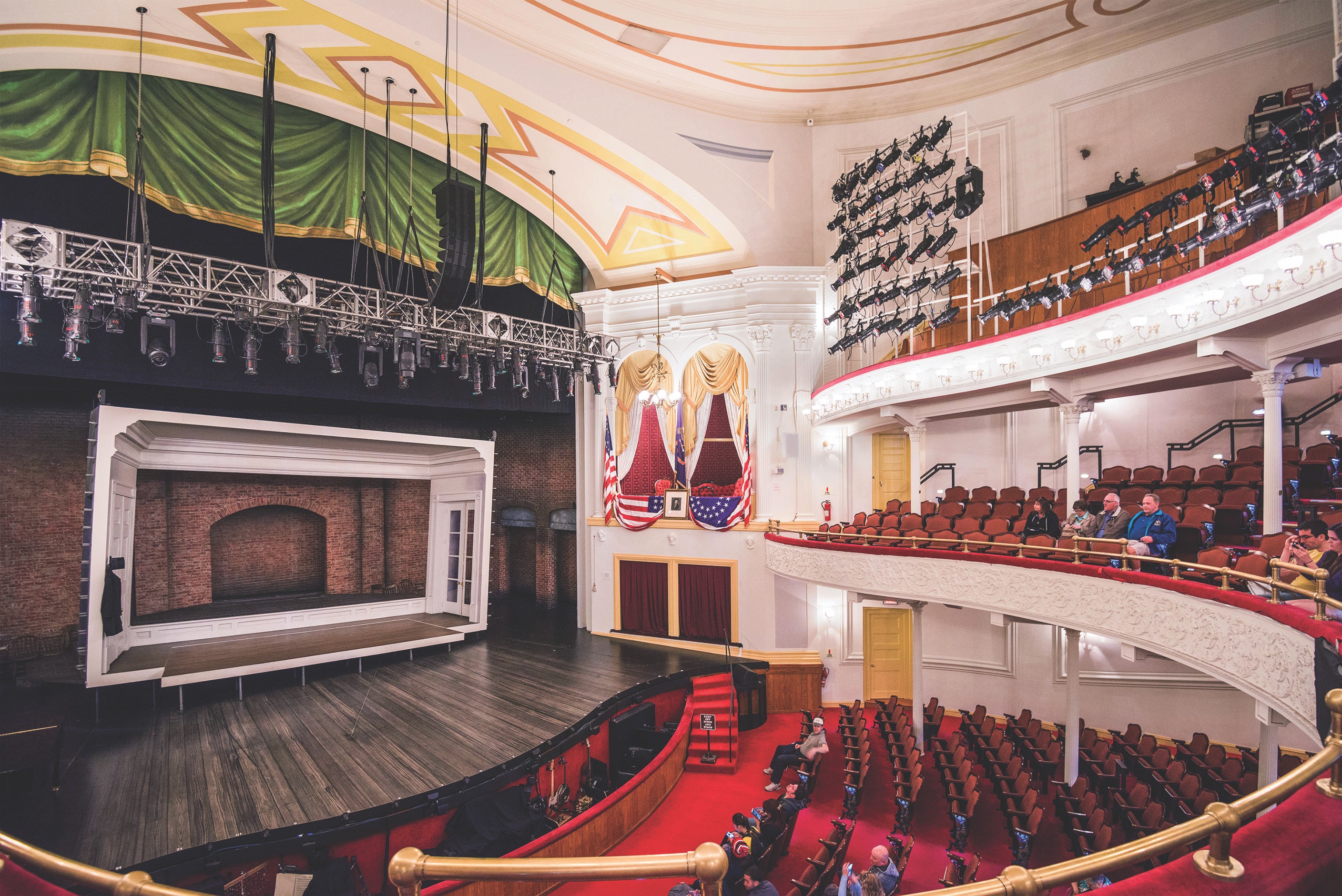 Ford’s Theatre 511 10th St NW, Washington, D.C. On the morning of April 14, Booth learned that Abraham Lincoln and his wife, Mary Todd, would attend a performance of “Our American Cousin” that night at Ford’s Theatre—a theater at which Booth had frequently performed. About 10:15 p.m., when the production reached a particularly amusing scene often met with audience laughter, Booth entered the presidential box and shot Lincoln in the back of the head, mortally wounding him. When Major Henry Rathbone, a guest of the Lincolns, lunged at Booth, he stabbed Rathbone, then jumped to the stage from the presidential box. His flight to freedom had just begun. Ford’s Theatre has been restored to its historic appearance and still holds productions, tours, and houses a museum on the bottom floor. www.fords.org (Sean Pavone/Alamy Stock Photo)