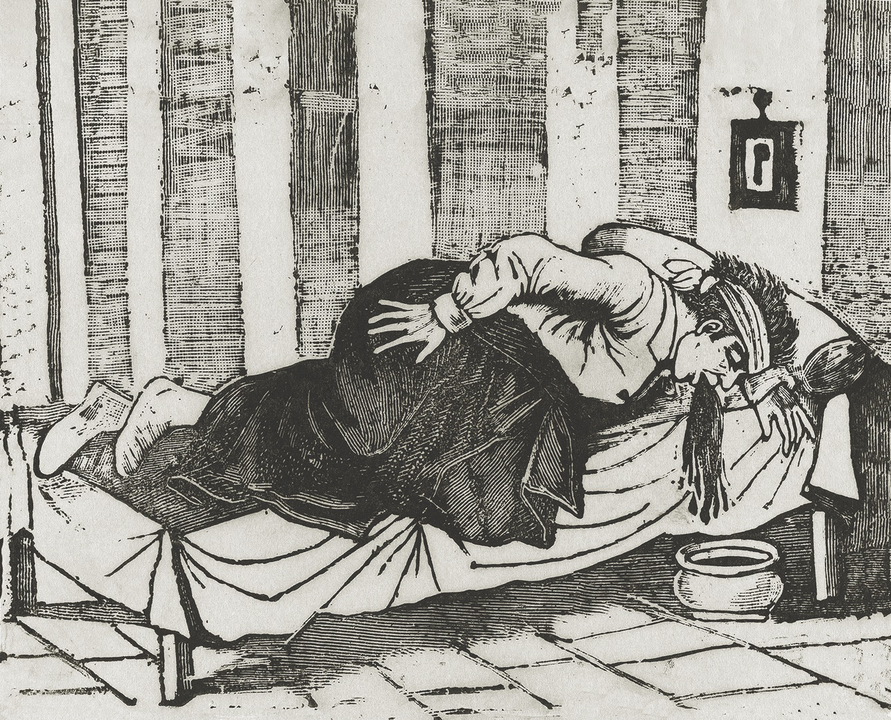 An 1892 etching that depicts the dreaded “black vomit” brought on by yellow fever. (Metropolitan Museum of Art)