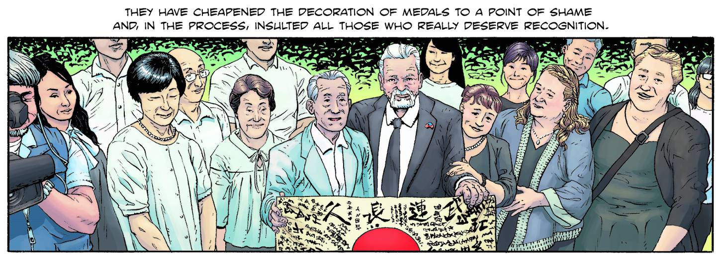 Marvin Strombo returning the flag. (Artists: Fernando Ruiz, Marcus Eskow, Kim Demulder)