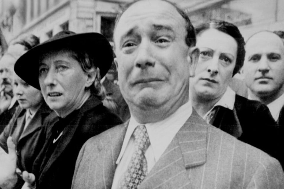Dubbed “The Weeping Frenchman,” the photo first appeared in print in Life Magazine in their March 3, 194, issue, and came to represent the grief of a nation under occupation. The book “Marseille sous l’occupation” by Lucien Gaillard identifies the man in photo as Monsieur Jerôme Barzetti, who openly cried as French flags were taken down in the city of Marseilles in September 1940. (National Archives)