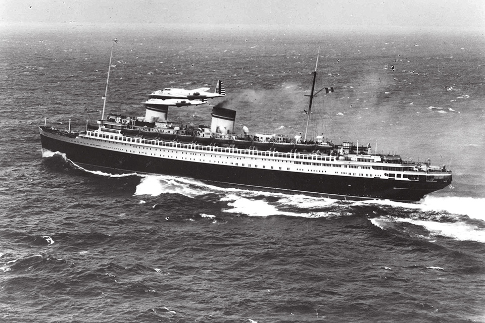 On May 12, 1938, YB-17s led by chief navigator 1st Lt. Curtis LeMay used dead reckoning to locate the Italian liner Rex 775 miles off the U.S. East Coast. (U.S. Air Force)