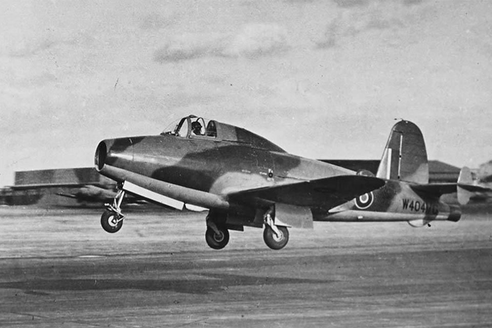 Army Air Corps chief, Maj. Gen. Henry "Hap" Arnold was fascinated by Britian's advances in Jet technology embodied in the Gloster E.28/39. (IWM CH 1483A)