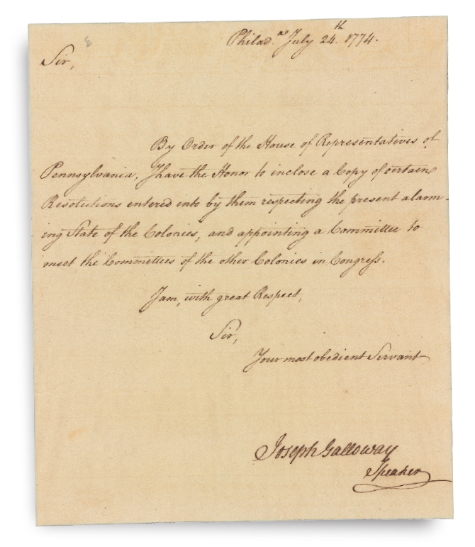 Joseph Galloway letter