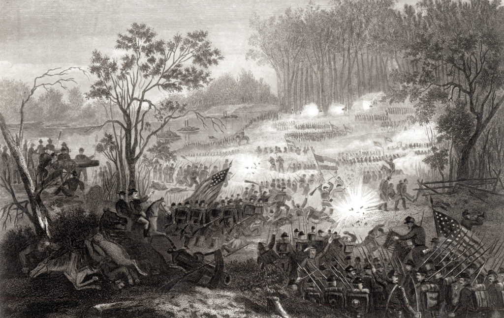 Battle of Shiloh with view of Tennessee River