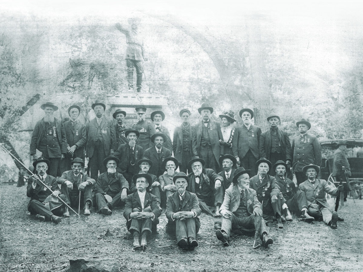 People gathered at Greene Monument dedication at Gettysburg