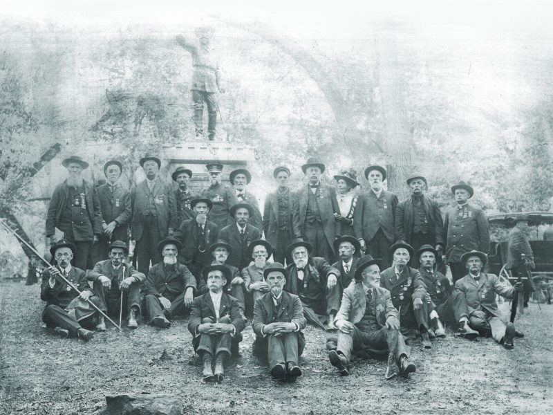 People gathered at Greene Monument dedication at Gettysburg