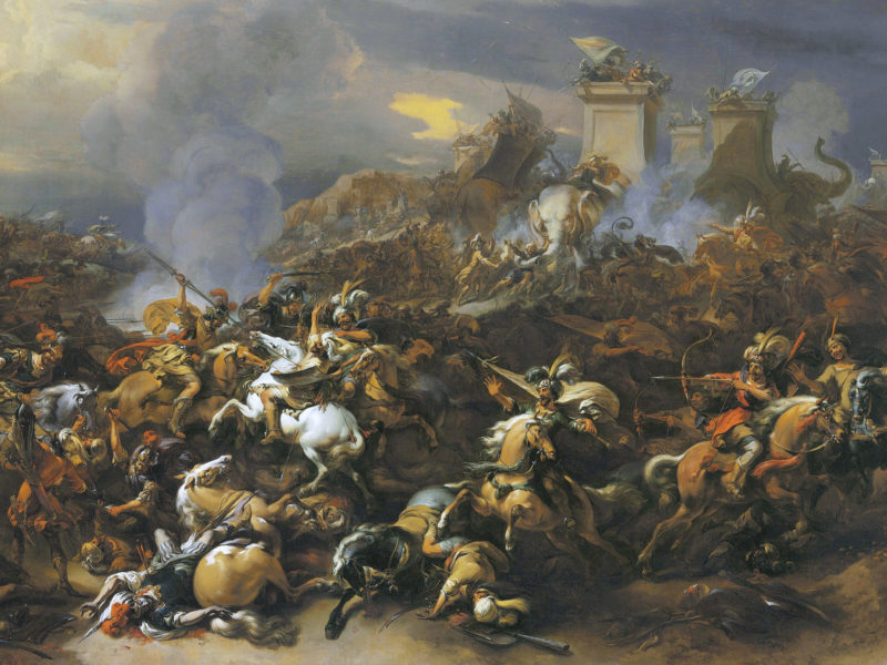Greco-Macedonian army fights at Hydaspes River