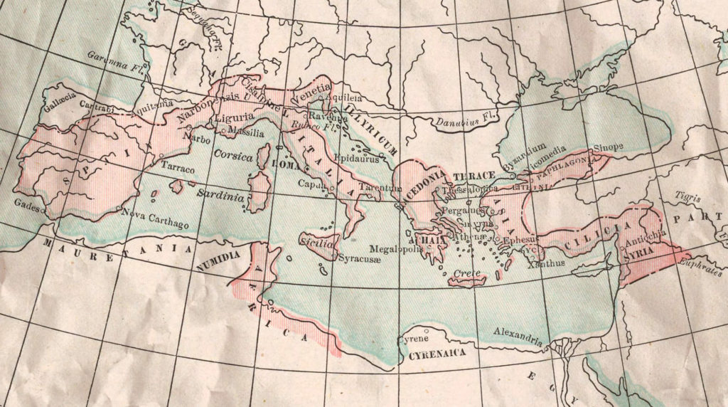 Map of Rome’s imperial borders in 63 BC
