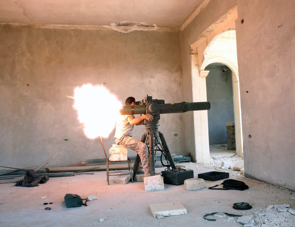 A Syrian rebel fires a BGM-71 TOW