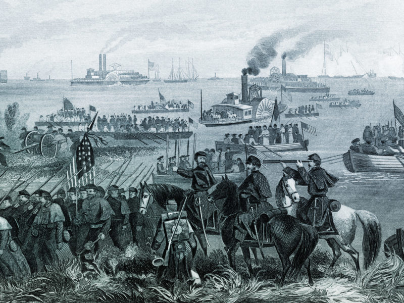 Burnside expedition lands on Roanoke Island, NC