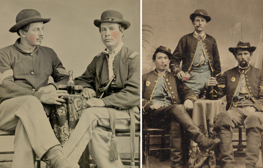 Soldiers posing with liquor