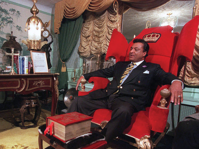 Photo of Rev. Ike during a pre-prayer service interview in Rev. Ike's office in New York. Reverend Ike, who preached the gospel of material prosperity to millions nationwide, has died. He was 74.