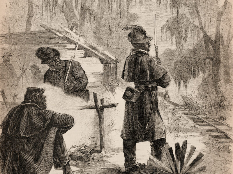 Louisiana Native Guards near railroad