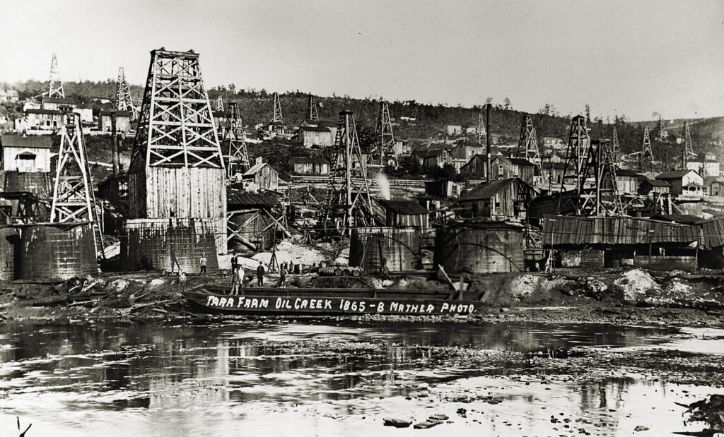 Photo of the view of Tara Farm on Oil Creek in the western part of the state in 1865, near Titusville, PA.