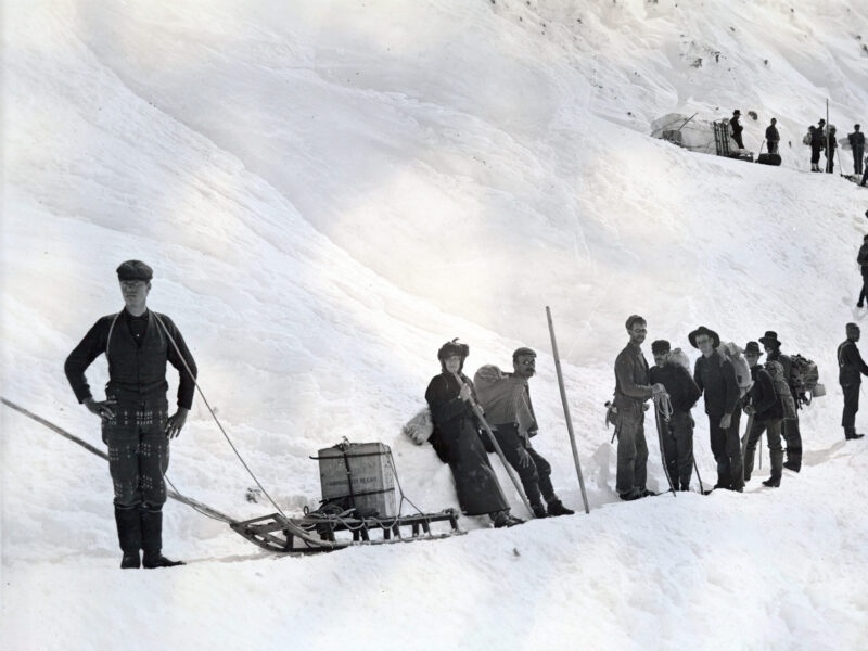 People hiking Chilkoot Pass