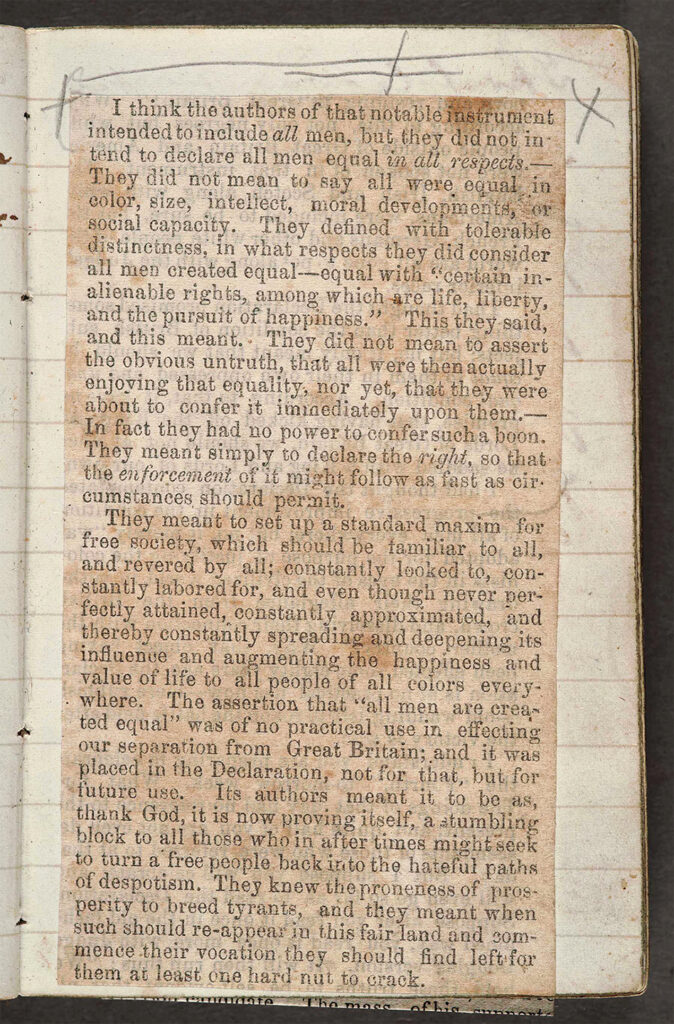 Abraham Lincoln clipping from his notebook.