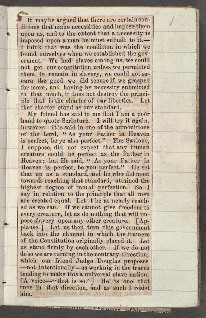 Abraham Lincoln clipping from his notebook.
