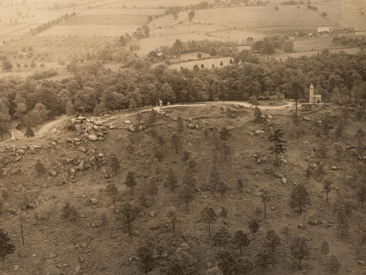 Aerial photo of Little Round Top