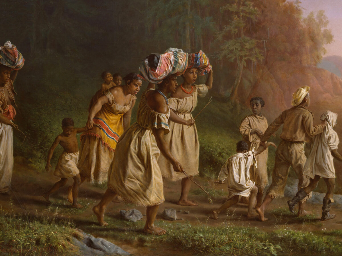 Group of enslaved people fleeing