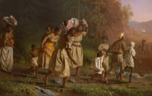 Group of enslaved people fleeing