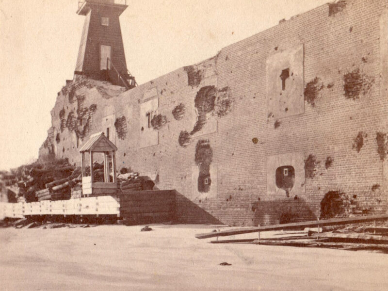 Fort Sumter wall damage at the onset of the Civil War