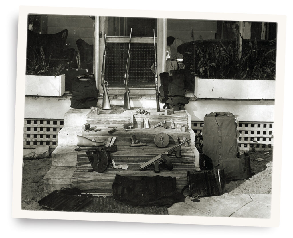 Photo of the Florida hideout, FBI agents found this large cache of weapons and ammunition.