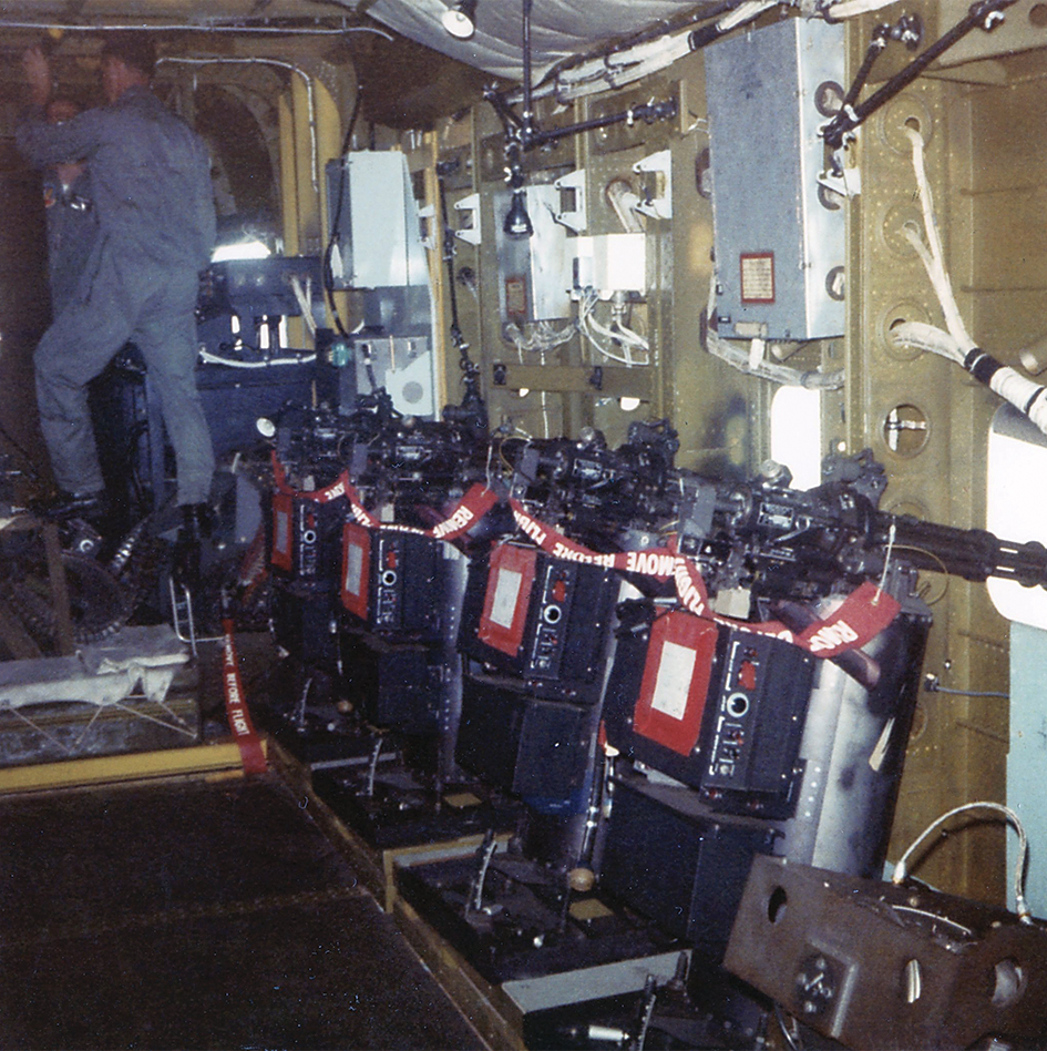 Photo of minigun mounts on an AC-119K Stinger.