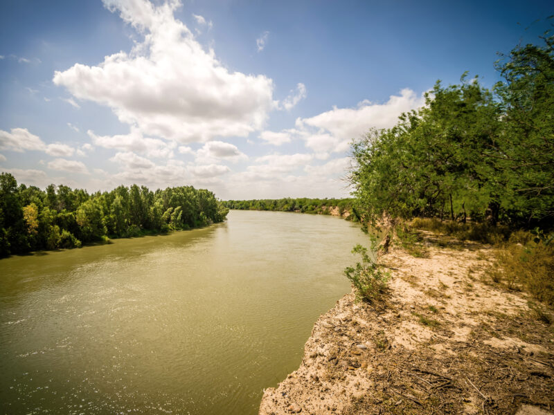 A tree-lined stretch of the Rio Grande