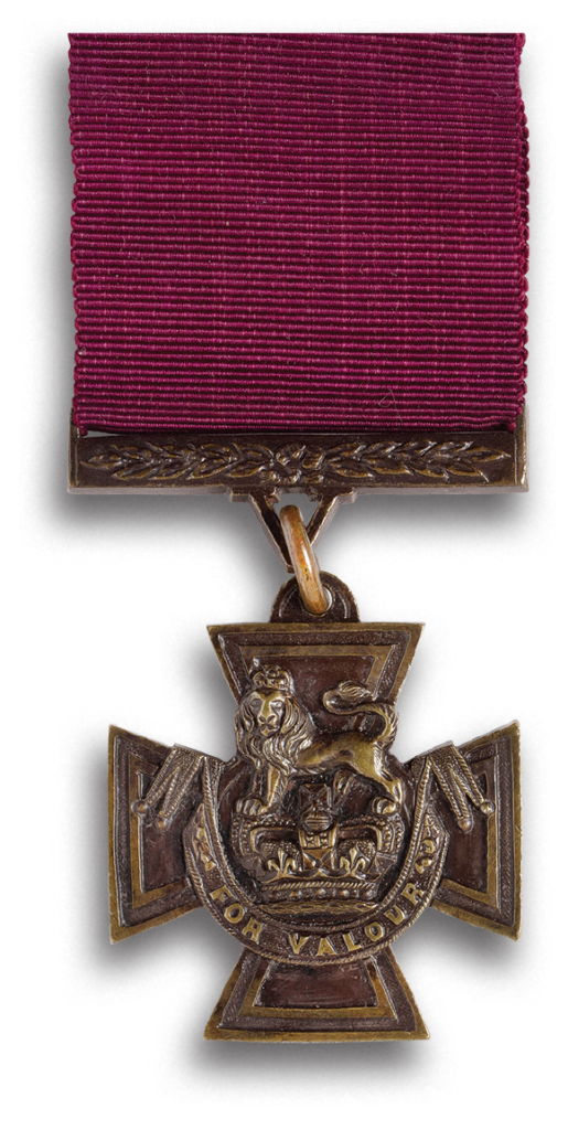 Photo of a Victoria Cross medal.