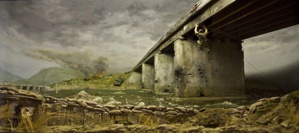 John Ripley's legendary action at Dong Ha Bridge, portrayed in a diorama at the U.S. Naval Academy, required extraordinary stamina and unflinching courage in the face of continual enemy fire. (U.S. Naval Academy)