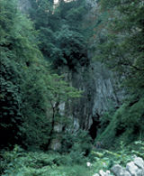 The mouth of Peak Cavern, Derbyshire's largest natural cave, in Castelton.