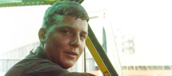 Dale Throneberry as a chief warrant officer in Vietnam, 1969. In 2003, he and other veterans founded the weekly Veterans Radio program.